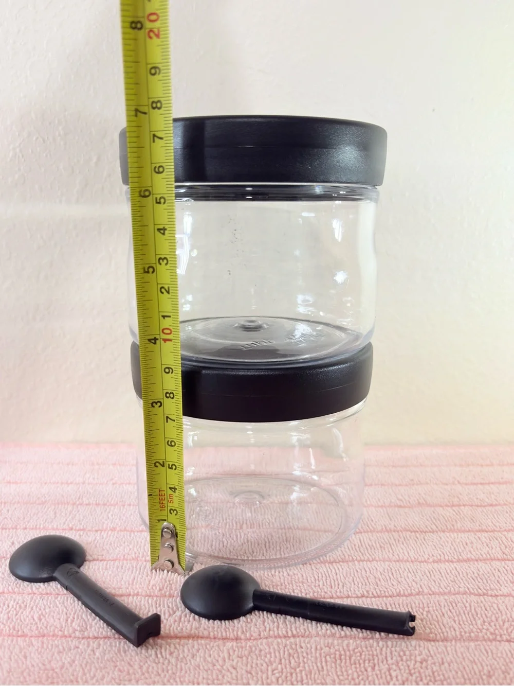 2Tupperware Counterscaping Dry Container 19oz Jar and Spoon Clear with Black Lid